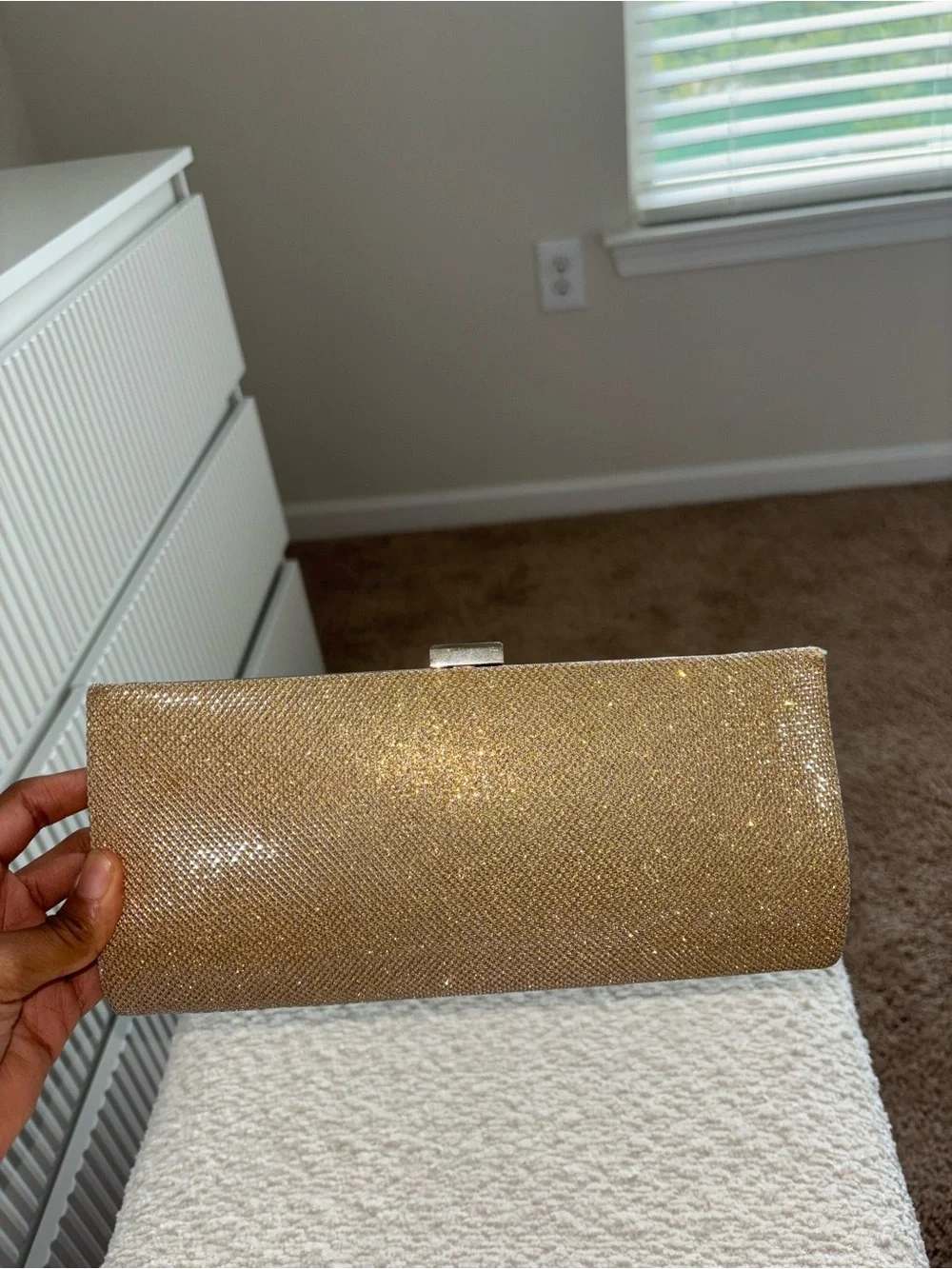 Lulu Townsend Gold Sparkle Evening Clutch